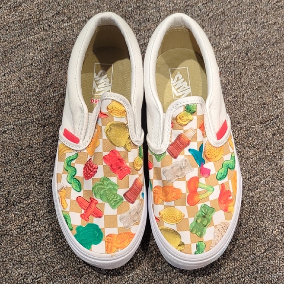 Vans Other - Vans White and Red Slip-On Sneakers with Elastic Panels